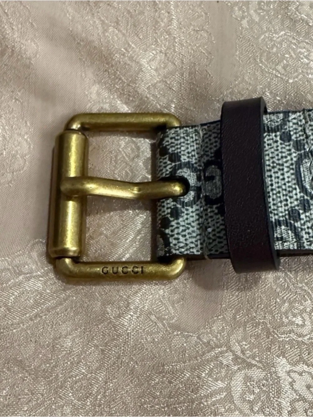 Gucci Brown Beige GG Canvas Belt Bag with Gold Hardware